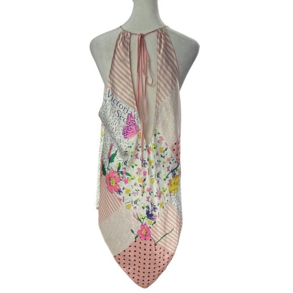 VICTORIA'S SECRET Women Hankerchief Chemise Size L Patchwork Butterfly 35-6 - Picture 2 of 12